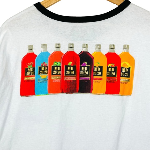 Mad Dog 2020 Alcohol Graphic Boxy Cropped Upcycled Pocket Short Sleeve T Shirt - Picture 4 of 10
